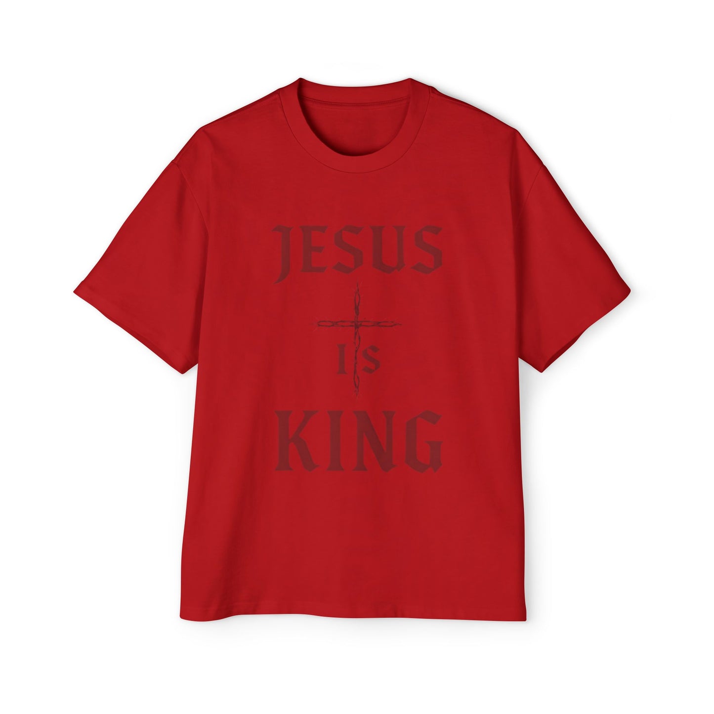 Men's Heavy Oversized Tee - Jesus Is King, Faith-Based Apparel, Comfortable Everyday Wear, Perfect for Church, Gifts for Believers