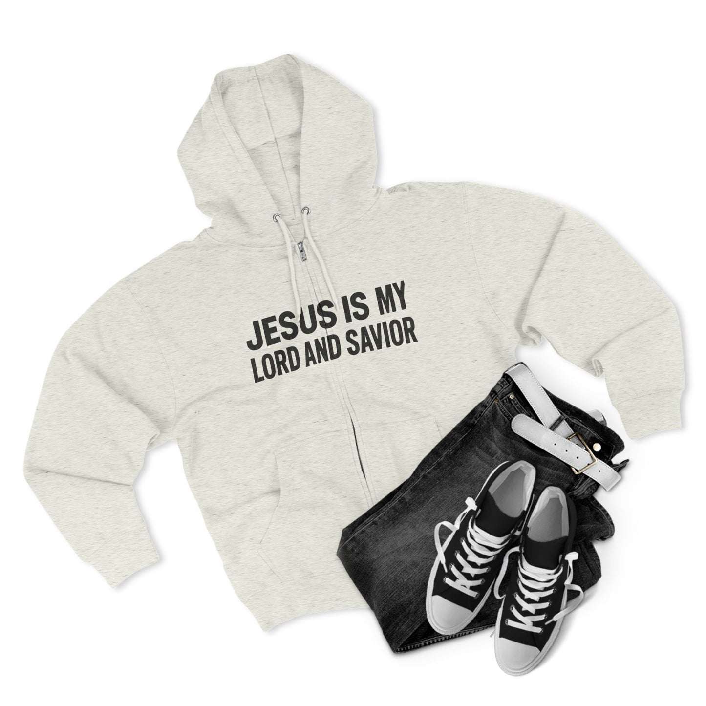Faith-Based Unisex Zip Hoodie, Inspirational Apparel, Christian Sweatshirt, Religious Gift, Church Attire, Jesus Hoodie